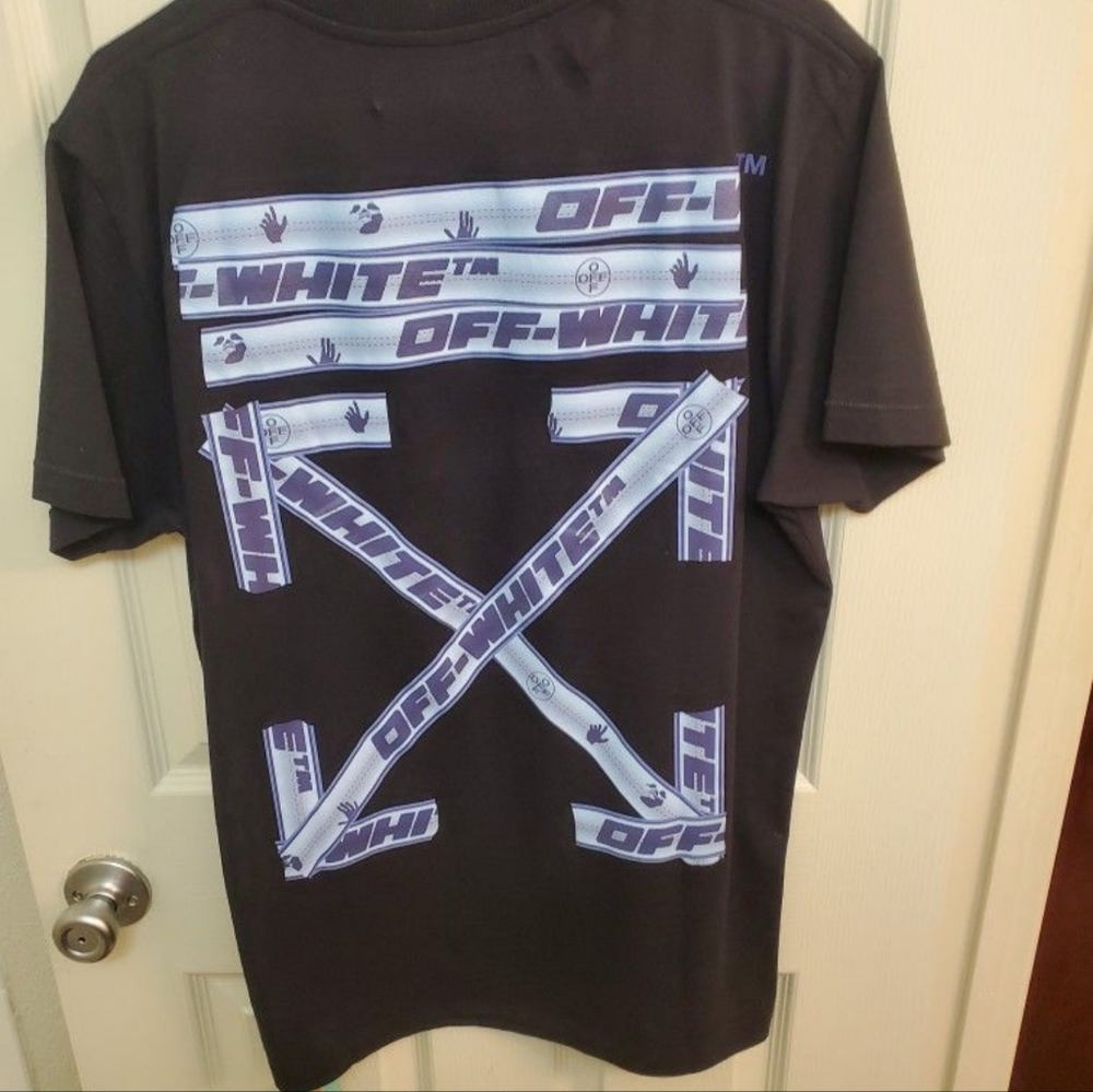 Off White Blue Tape T-shirt Size Large Brand New NWT